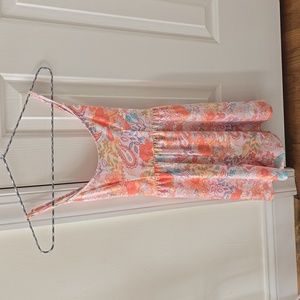 SO BRAND WOMEN'S JUNIOR SCOOPNECK "SKATER" PINK FLORAL ROMPER SIZE SMALL